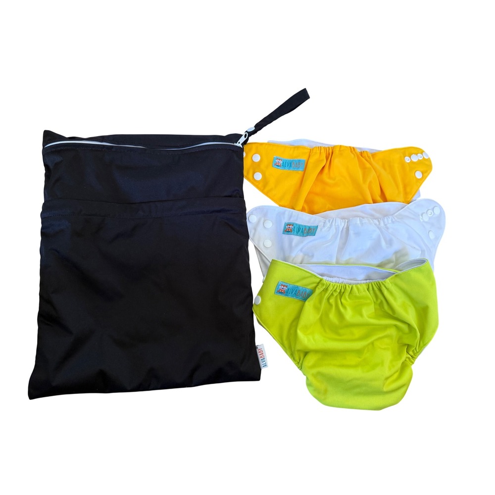 Alva Baby reusable cloth diaper bundle with wet bag